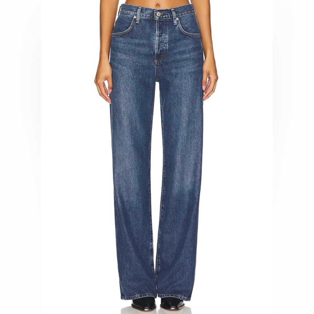 Citizens Of Humanity Wide Leg Denim Jeans - Dark Blue
